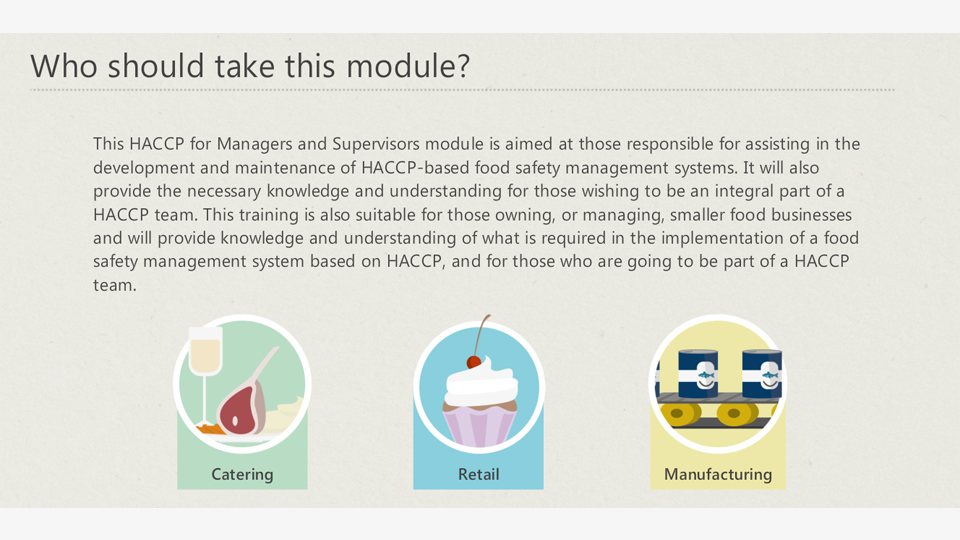 HACCP for Supervisors and Managers course