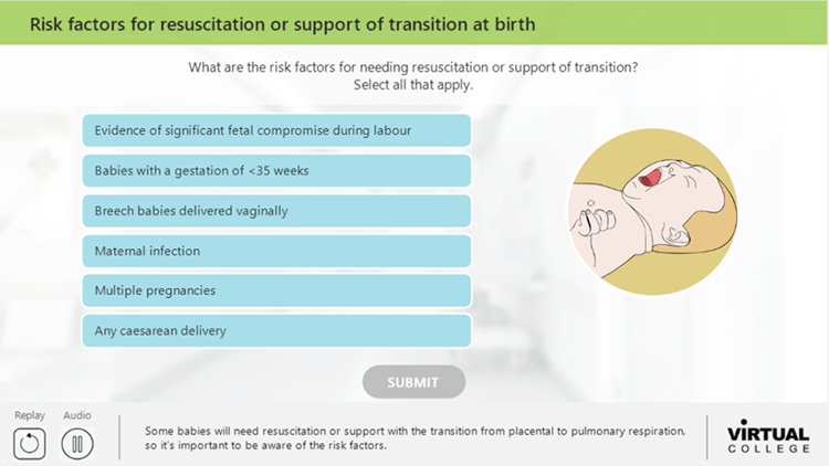 Risk factors for resucitation of transition at birth
