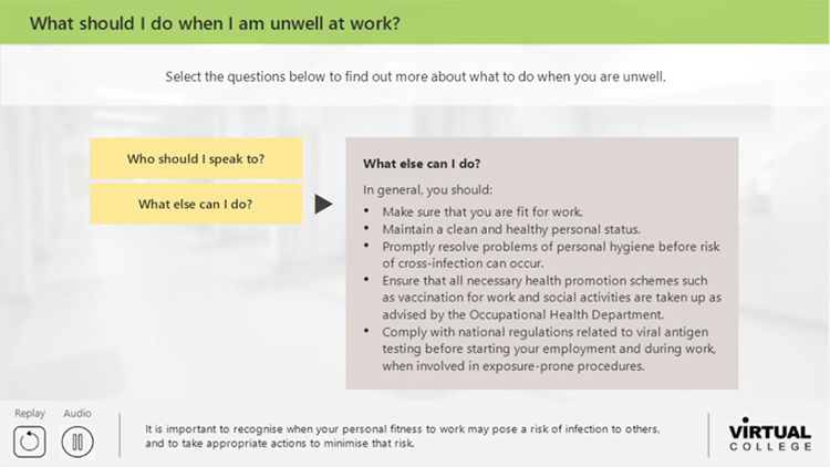 What should I do when I am unwell at work?