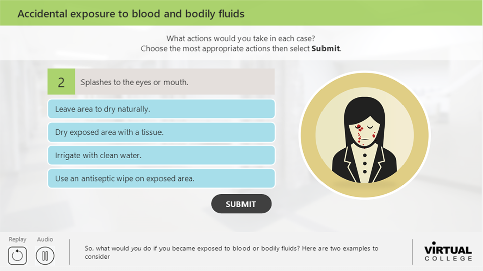Accidental exposure to blood and bodily fluids